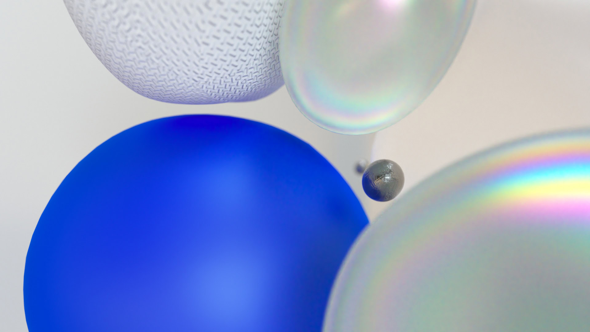 Blue, reflective, white Bubbles and Balls 01